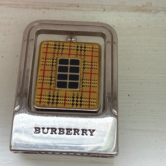 Burberry Black Leather Belt with Yellow Plaid Accent - Picture 3 of 6